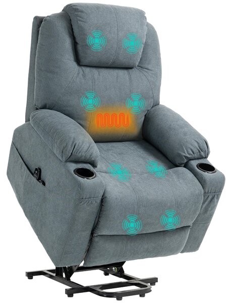 Televizní křeslo HOMCOM s funkcí pomoci pi vstávání, relaxaní křeslo s vyhíváním a funkcí polohování