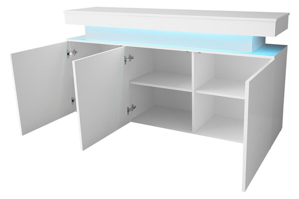 Komoda s LED osvětlením USOA - lesklá černá / matná černá