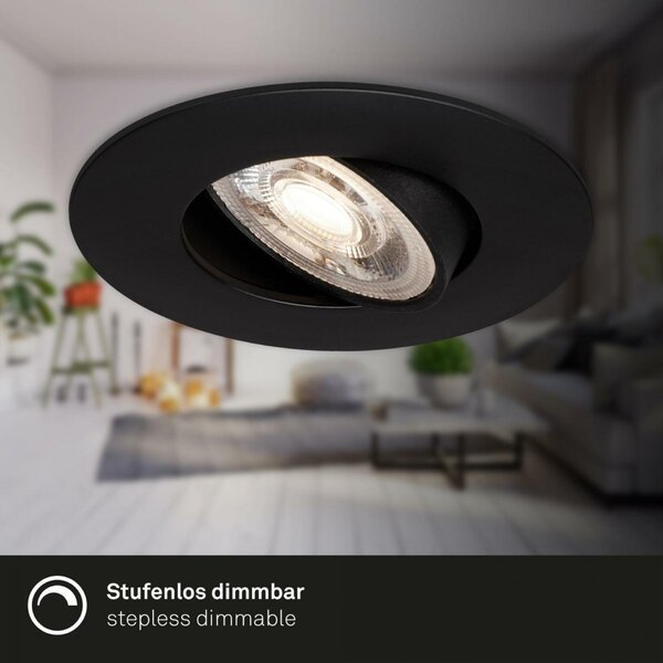 BRILONER LED vestavné svítidlo 4,4 cm 3x 4,9W 480lm černá BRI 7602035