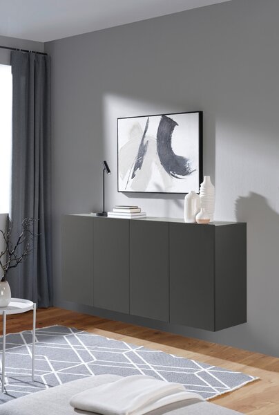 ŠIROKÁ KOMODA, antracitová, 180/80/42 cm Hom`in - Online Only komody, Online Only