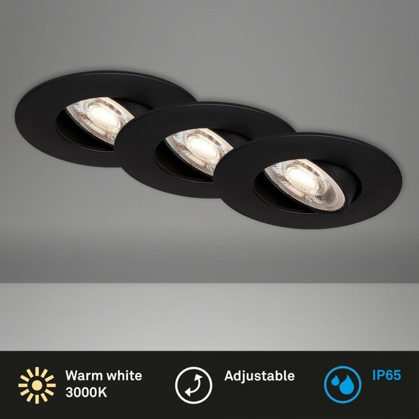 BRILONER LED vestavné svítidlo 4,4 cm 3x 4,9W 480lm černá BRI 7602035