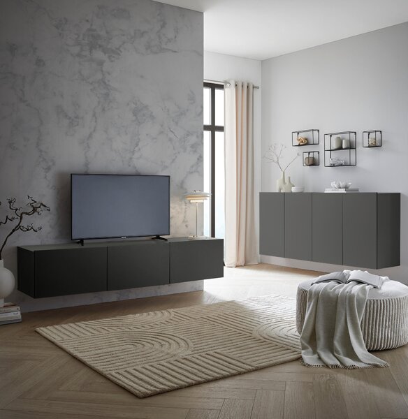 ŠIROKÁ KOMODA, antracitová, 180/80/42 cm Hom`in - Online Only komody, Online Only