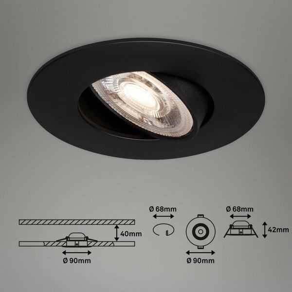BRILONER LED vestavné svítidlo 4,4 cm 3x 4,9W 480lm černá BRI 7602035