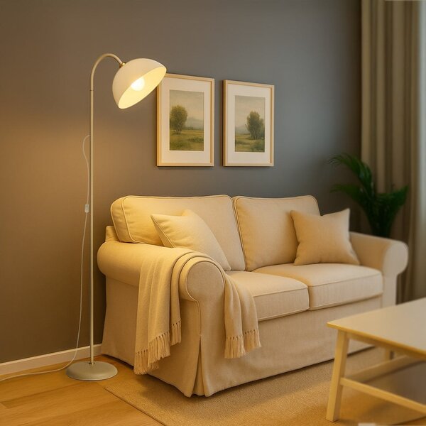 Stojací lampa Zack, 1x bílé PVC stínítko, be