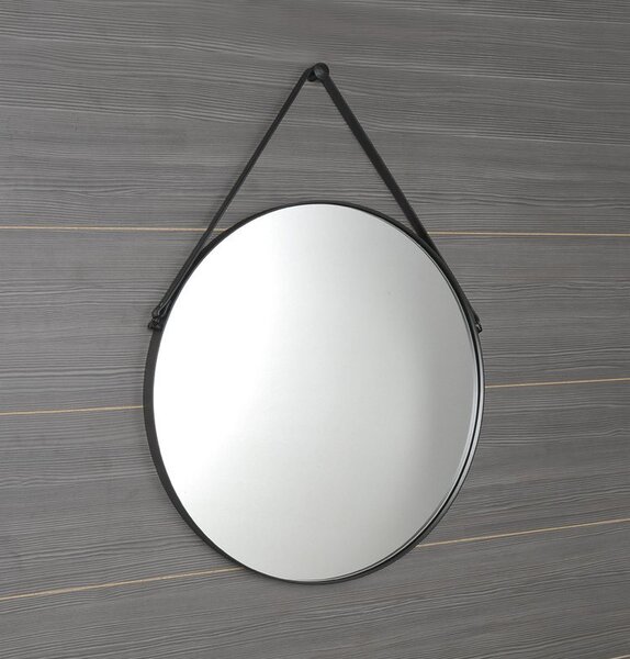 Sapho Sapho, ORBITER zrcadlo kulaté s koženým popruhem, o 50cm, černá mat, ORT050