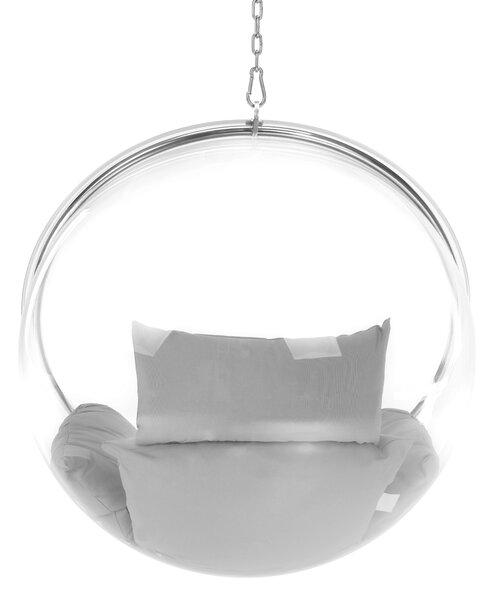 KONDELA Závěsné křeslo, transparentní/stříbrná/šedá, BUBBLE NEW TYP 1