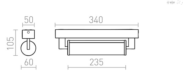ROCCA 34 nástěnné svítidlo LED 8W 720lm 3000K 34x6x6cm chrom - RED - DESIGN RENDL