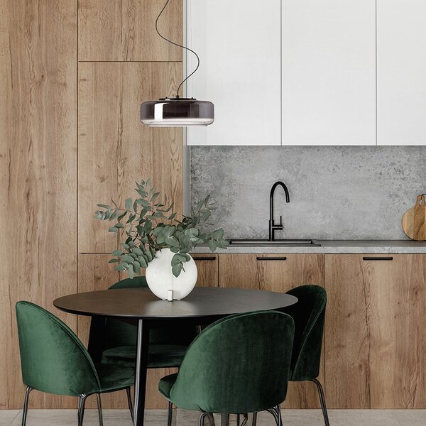 NAOMI LED závěsné svítidlo, skleněná kouřové sklo/mléčné sklo/černá - RED - DESIGN RENDL