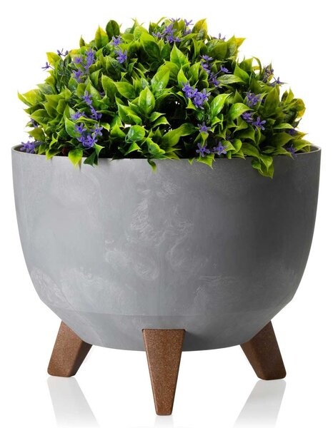 PLASTOVÝ KVĚTINÁČ ROSA ECO 15X24 CM IMITACE BETONU ŠEDÁ