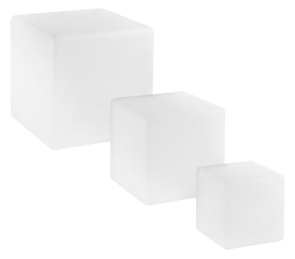 FAN I-GECO-CUBO-L40 Nabíjecí venkovní svítidlo LED Geco, bílé, 4 W, 240 lm, RGBW, stmívatelné, IP65, vč. dálk. ovl., 40 x 40 x 40 cm - FANEUROPE