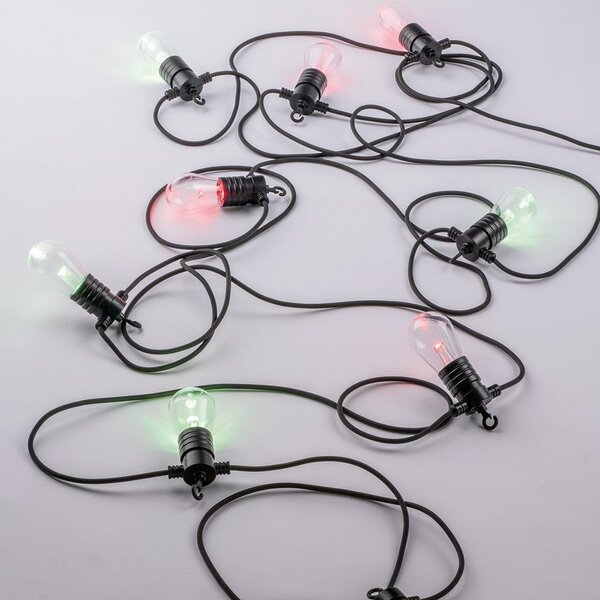 FAN I-PICNIC-INT Kabel se svítidly PICNIC, černý, polykarbonát/plast, 10 LED žárovek, RGB+CCT, stmívatelné, Wi‑Fi, IP65, délka 10 m - FANEUROPE