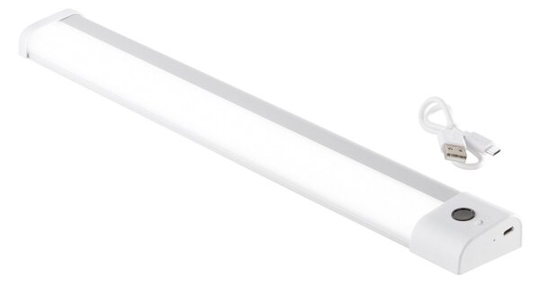 FAN LEDBAT-BLAM-IR38 Nabíjecí podlinkové LED svítidlo BLAM, bílá/stříbrná hliník, LED 1,7 W, 150 lm, 3000 K, s IR senzorem, dobíjecí - FANEUROPE
