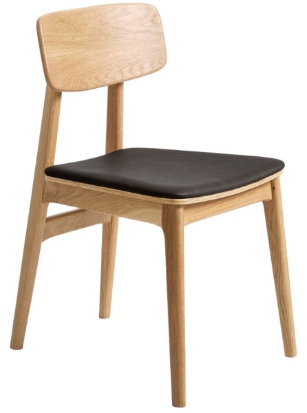 -25 % Dny MOMENTI– Unique Furniture Dubová jídelní židle Livo s černým koženkovým sedákem
