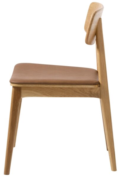 -25 % Dny MOMENTI– Unique Furniture Dubová jídelní židle Livo s hnědým koženkovým sedákem