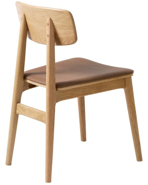 -25 % Dny MOMENTI– Unique Furniture Dubová jídelní židle Livo s hnědým koženkovým sedákem