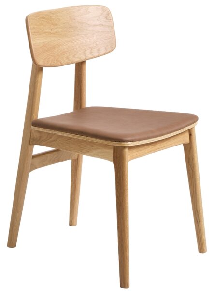 -25 % Dny MOMENTI– Unique Furniture Dubová jídelní židle Livo s hnědým koženkovým sedákem