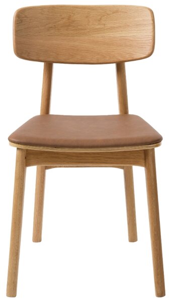 -25 % Dny MOMENTI– Unique Furniture Dubová jídelní židle Livo s hnědým koženkovým sedákem