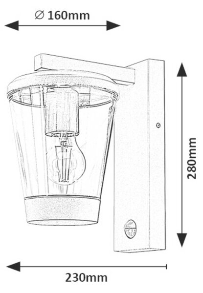 Rabalux venkovní svítidlo Savano E27 1x MAX 40W antracitová IP44 7267