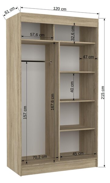 Šatní skříň s posuvnými dveřmi 120 cm FADRA - černá / bílá
