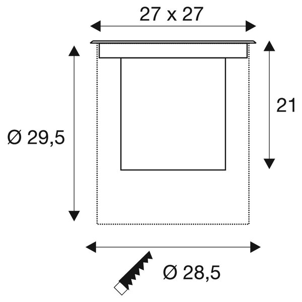 LA 1009171 DASAR® XL svítidlo do země, asymetrické, 3000K, 70°/40°, IP65/IP67, čtvercové, nerezová ocel / černá - BIG WHITE (SLV)