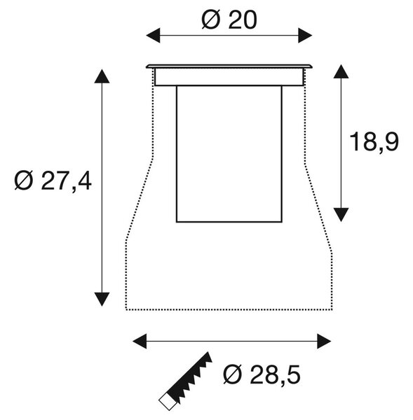 LA 1009168 DASAR® L svítidlo do země, asymetrické, 3000K, 70°/40°, IP65/IP67, kulaté, nerezová ocel / černá - BIG WHITE (SLV)