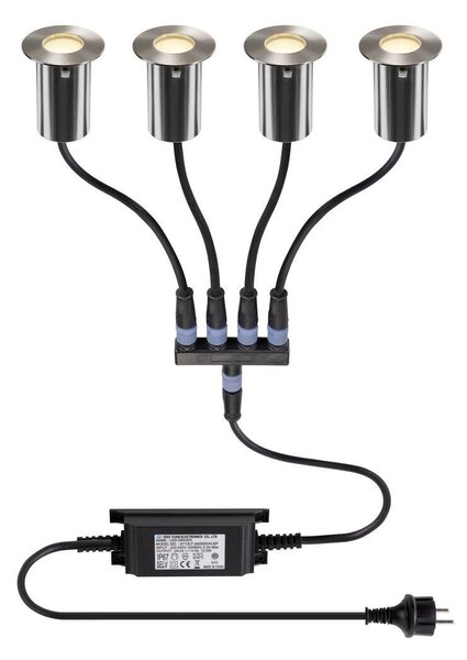 LA 1008841 TRAIL-LITE® 60 sada 4 svítidel do země, 3000 K, IP67, kulatá, nerezová ocel / hliník - BIG WHITE (SLV)