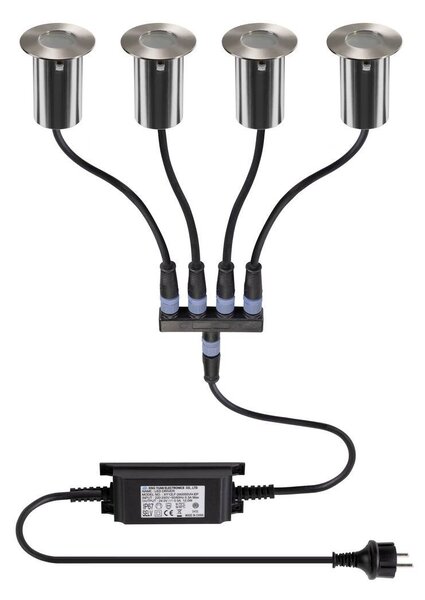 LA 1008841 TRAIL-LITE® 60 sada 4 svítidel do země, 3000 K, IP67, kulatá, nerezová ocel / hliník - BIG WHITE (SLV)