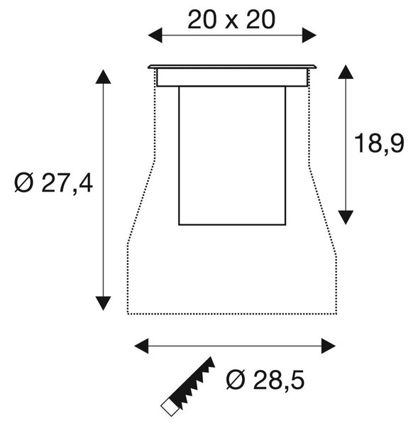 LA 1009169 DASAR® L svítidlo do země, asymetrické, 3000K, 70°/40°, IP65/IP67, hranaté, nerezová ocel / černá - BIG WHITE (SLV)