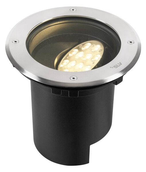 LA 1009168 DASAR® L svítidlo do země, asymetrické, 3000K, 70°/40°, IP65/IP67, kulaté, nerezová ocel / černá - BIG WHITE (SLV)