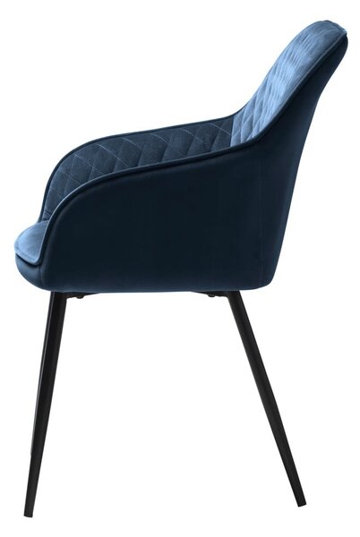 Modré čalouněné jídelní křeslo s područkami Milton – Unique Furniture
