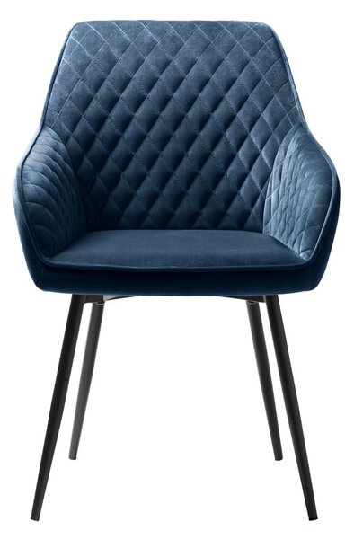 Modré čalouněné jídelní křeslo s područkami Milton – Unique Furniture