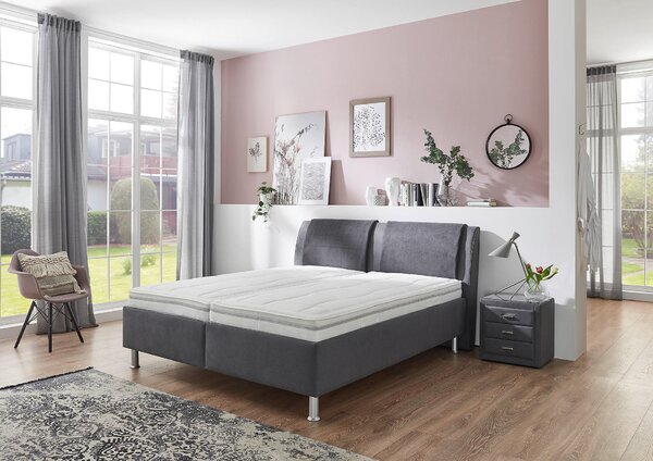 POSTEL BOXSPRING, 180/200 cm, šedá Beldomo - Sleep - Postele s úložným prostorem