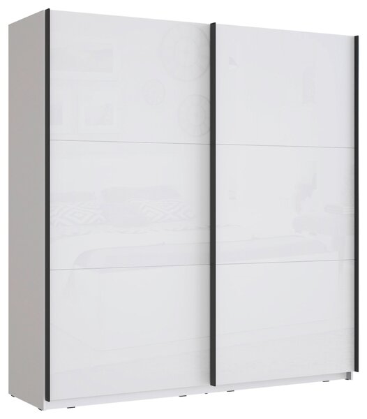 SKŘÍŇ S POSOUVACÍMI DVEŘMI, bílá, vysoce lesklá bílá, 200,1/209,7/61,2 cm home24 - Šatní skříně