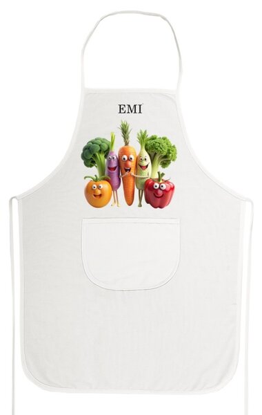 Kuchyňská zástěra Happy Veggie EMI, Bílá