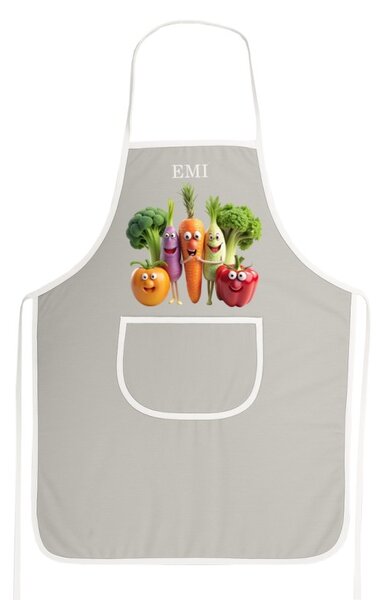 Kuchyňská zástěra Happy Veggie EMI, šedá