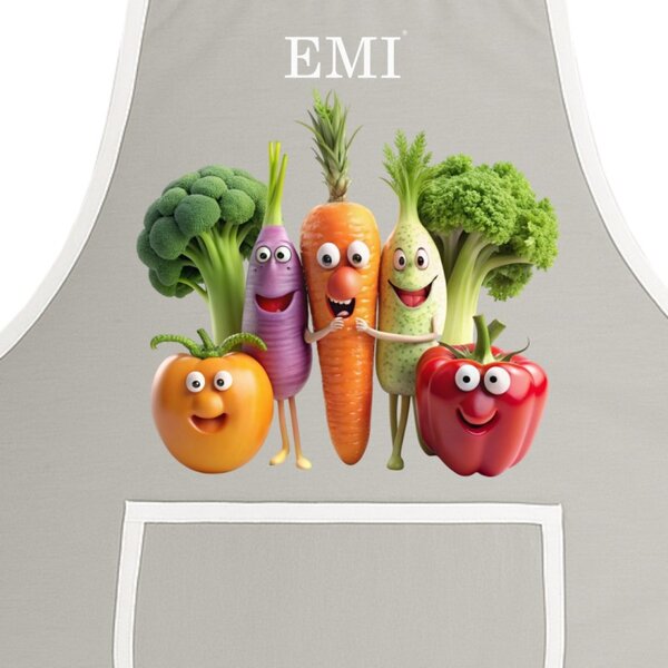 Kuchyňská zástěra Happy Veggie EMI, šedá