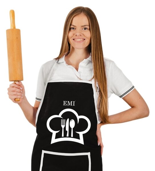 Kuchyňská zástěra Chef EMI, černá