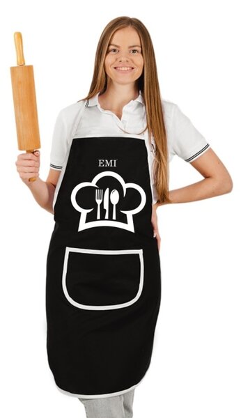 Kuchyňská zástěra Chef EMI, černá