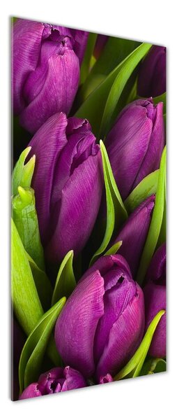 Vertikální Fotoobraz na skle Fialové tulipány osv-89975331
