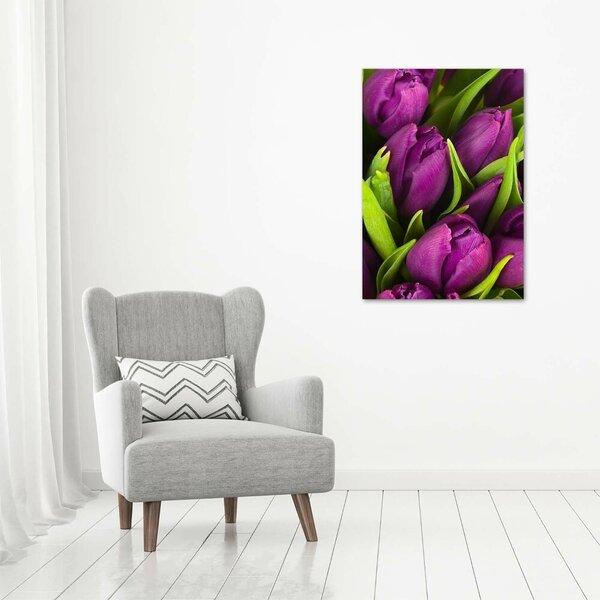 Vertikální Foto obraz na plátně Fialové tulipány ocv-89975331