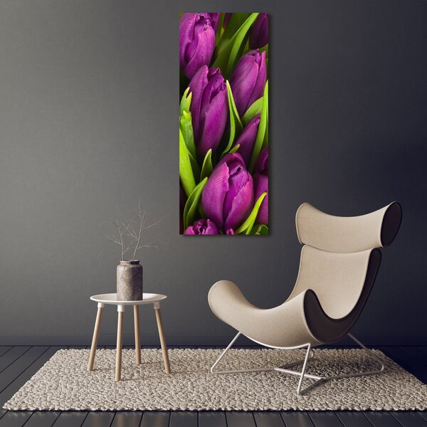 Vertikální Foto obraz na plátně Fialové tulipány ocv-89975331