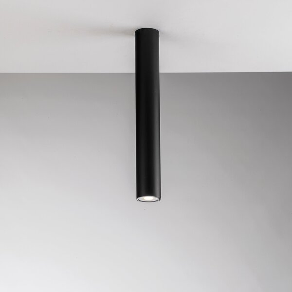 FAN I-FLUKE-PL40 NERO Stropní svítidlo Fluke, kruhové, černé, 1 x GU10, 5,5 x 5,5 x 40 cm - FANEUROPE