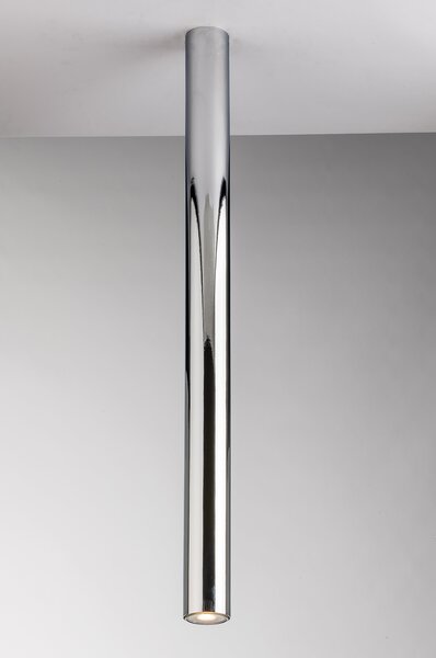 FAN I-FLUKE-PL75 CR Stropní svítidlo Fluke, kruhové, chrom, 1 x GU10, 5,5 x 5,5 x 75 cm - FANEUROPE