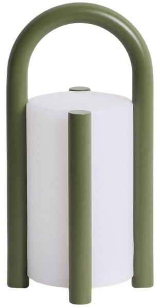 Kave Home Zelená přenosná zahradní LED lampa Leros 28 cm