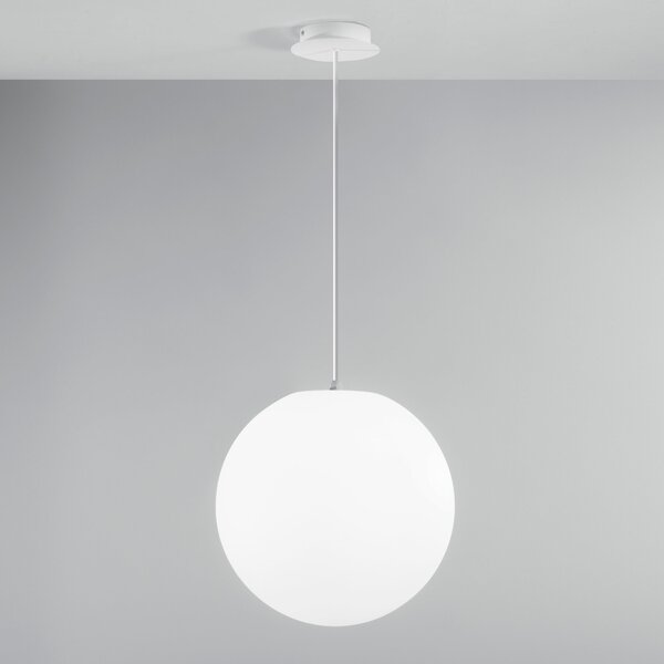 FAN I-GECO-SFERA-S40 Závěsné venkovní svítidlo Geco, bílá, 1 x E27, IP65, výška 150cm - FANEUROPE