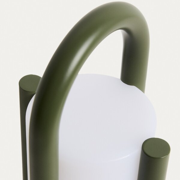 Kave Home Zelená přenosná zahradní LED lampa Leros 28 cm
