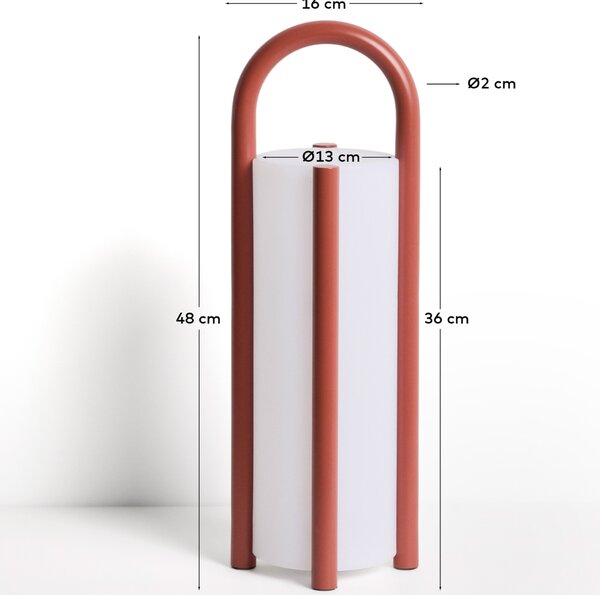 Kave Home Červená přenosná zahradní LED lampa Leros 48 cm