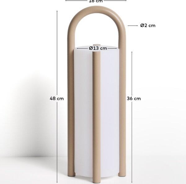 Kave Home Béžová přenosná zahradní LED lampa Leros 48 cm