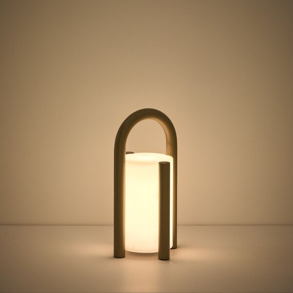 Kave Home Béžová přenosná zahradní LED lampa Leros 28 cm