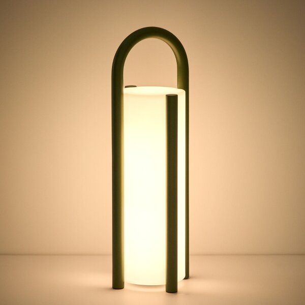 Kave Home Zelená přenosná zahradní LED lampa Leros 48 cm